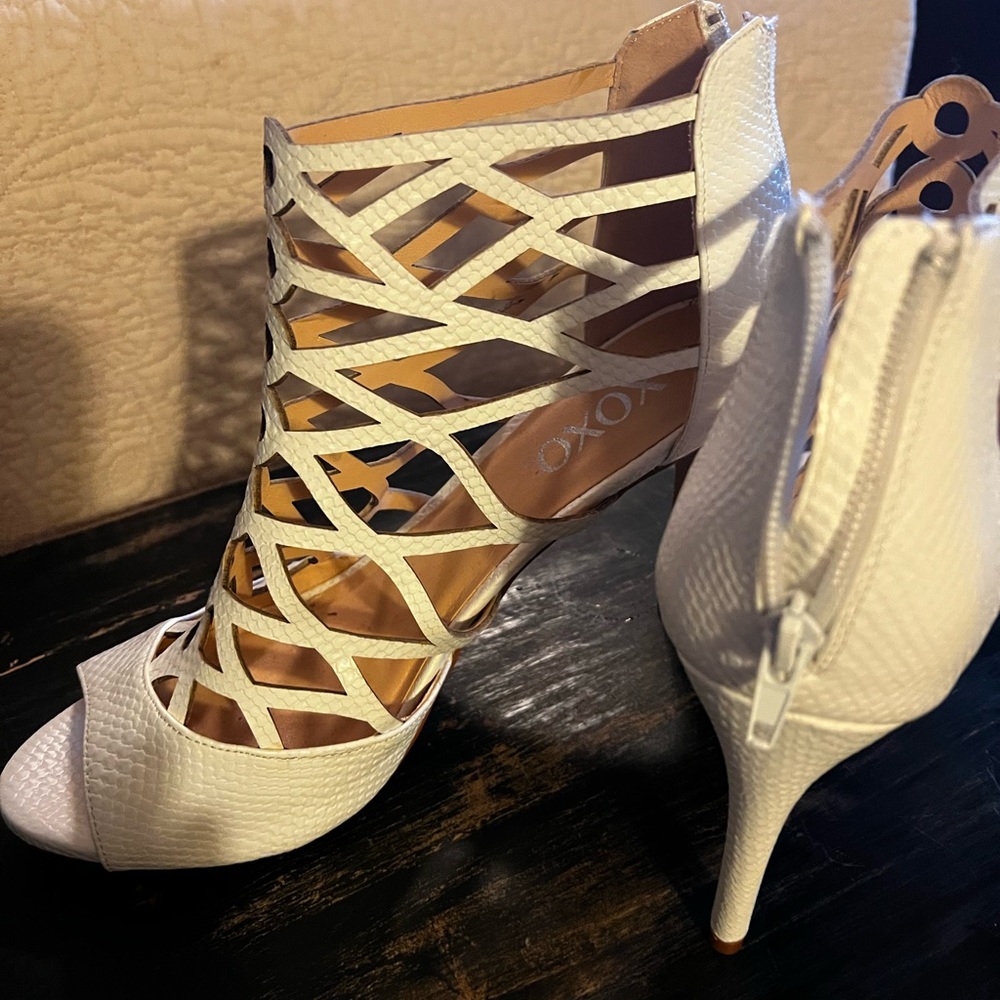 White Mesh High Heel Shoes